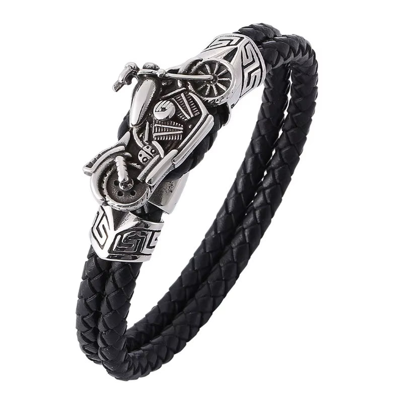 Men’s Classic Multilayer Leather Bracelet – Stylish Braided Wristband with Metal Magnetic Clasp | Fashion Accessory & Gift for Modern Gentlemen