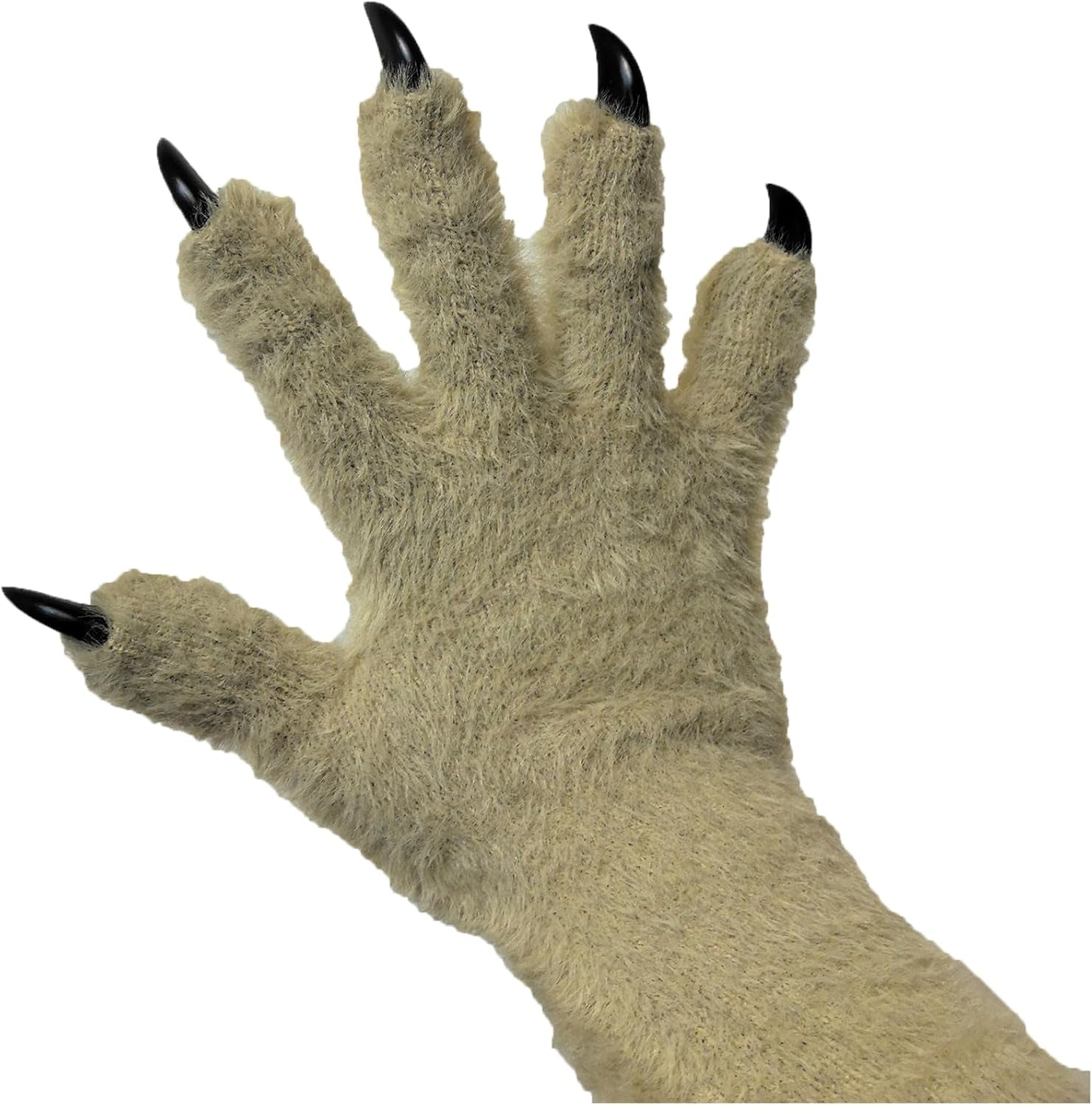 Kigurumi Fursuit Paws, Black Cosplay Costume Gloves with White Claws, Soft Plush Paw Gloves for Anime, Cosplay, Halloween, Party, Roleplay