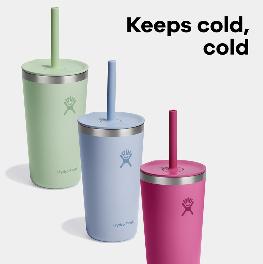 28oz Insulated Straw Tumbler with Leak-Resistant Lid, Stainless Steel Cupholder Friendly Cold Drink Cup for Smoothies, Water & Iced Coffee