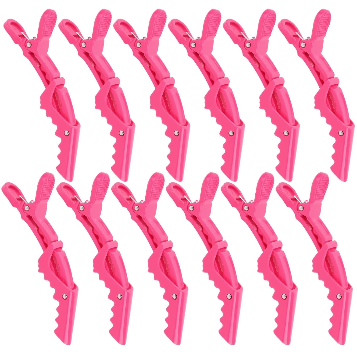 12pcs Pink Alligator Hair Clips for Styling & Sectioning, No Crease Duck Bill Clips for Makeup, Salon Hair Clips for Thin & Thick Hair Women Girls