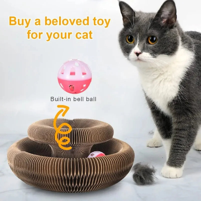 Foldable Magic Organ Cat Scratching Board – Durable Recyclable Cardboard Cat Scratcher & Bed | Interactive Toy for Kittens to Play, Scratch & Relax
