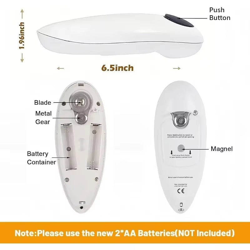 Automatic Electric Can & Jar Opener – One-Touch High-Power Kitchen Gadget for Seniors & Arthritis – Safe, No Sharp Edges, Hands-Free Tin Opener