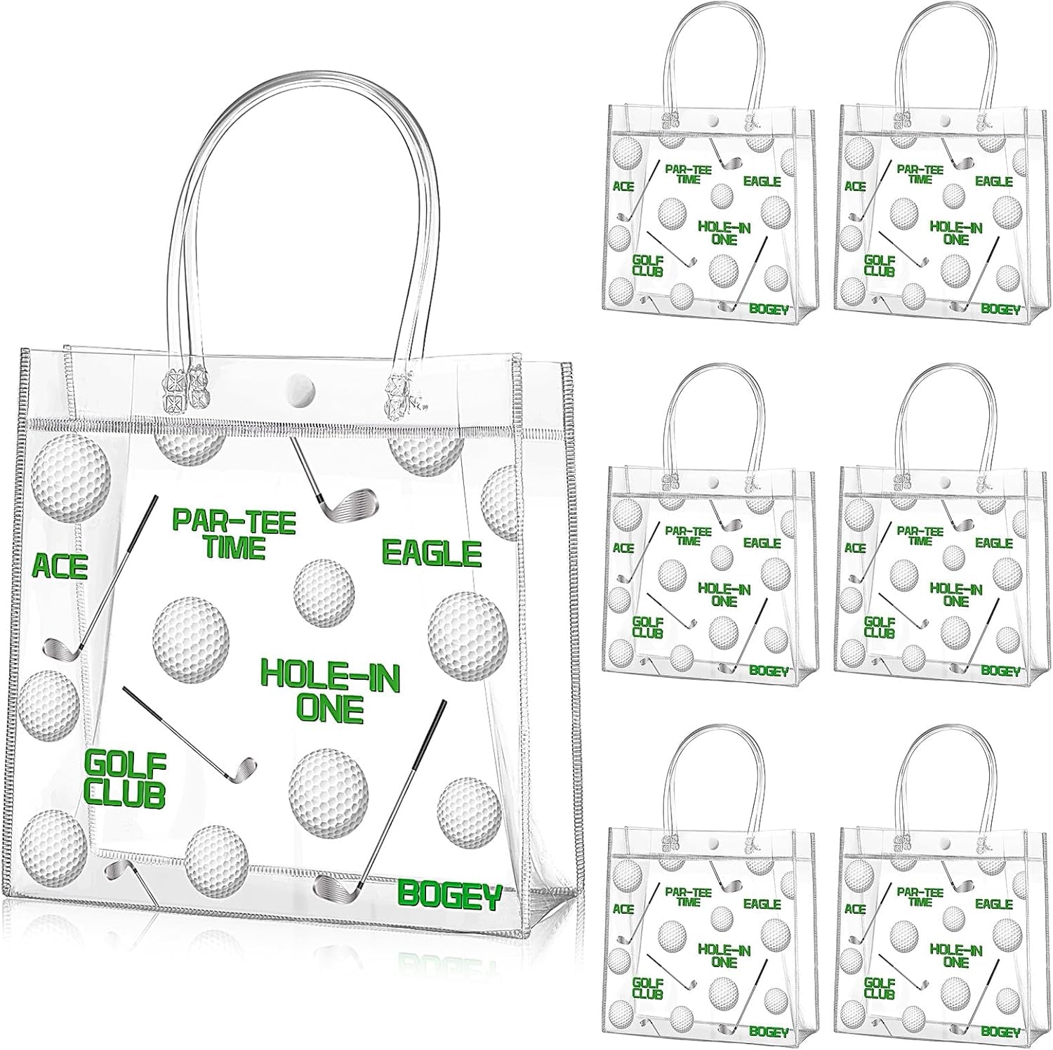 20 Pcs Football Party Treat Bags with Handles, Clear PVC Snack Bags for Kids Birthday, Sports Favors, Team Parties, Goodie Bags 8x8x3.15''