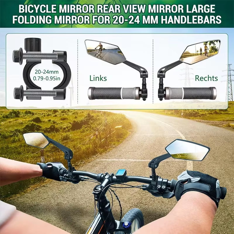 Universal Bike Rearview Mirror: HD Adjustable Handlebar Safety Mirror for Bicycle, Electric Scooter & Cycling | 360° Rotatable Rear View Accessory