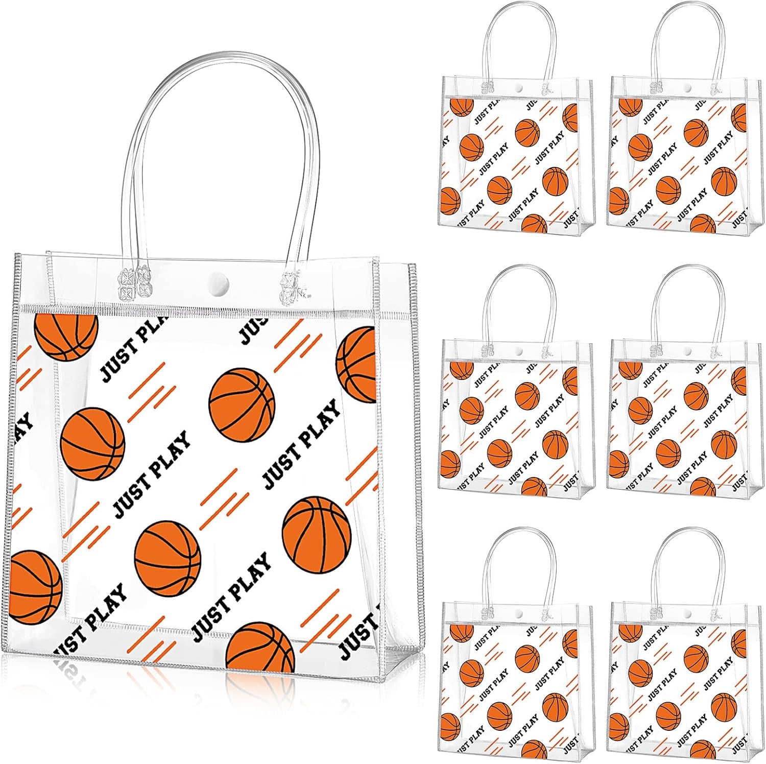 20 Pcs Football Party Treat Bags with Handles, Clear PVC Snack Bags for Kids Birthday, Sports Favors, Team Parties, Goodie Bags 8x8x3.15''
