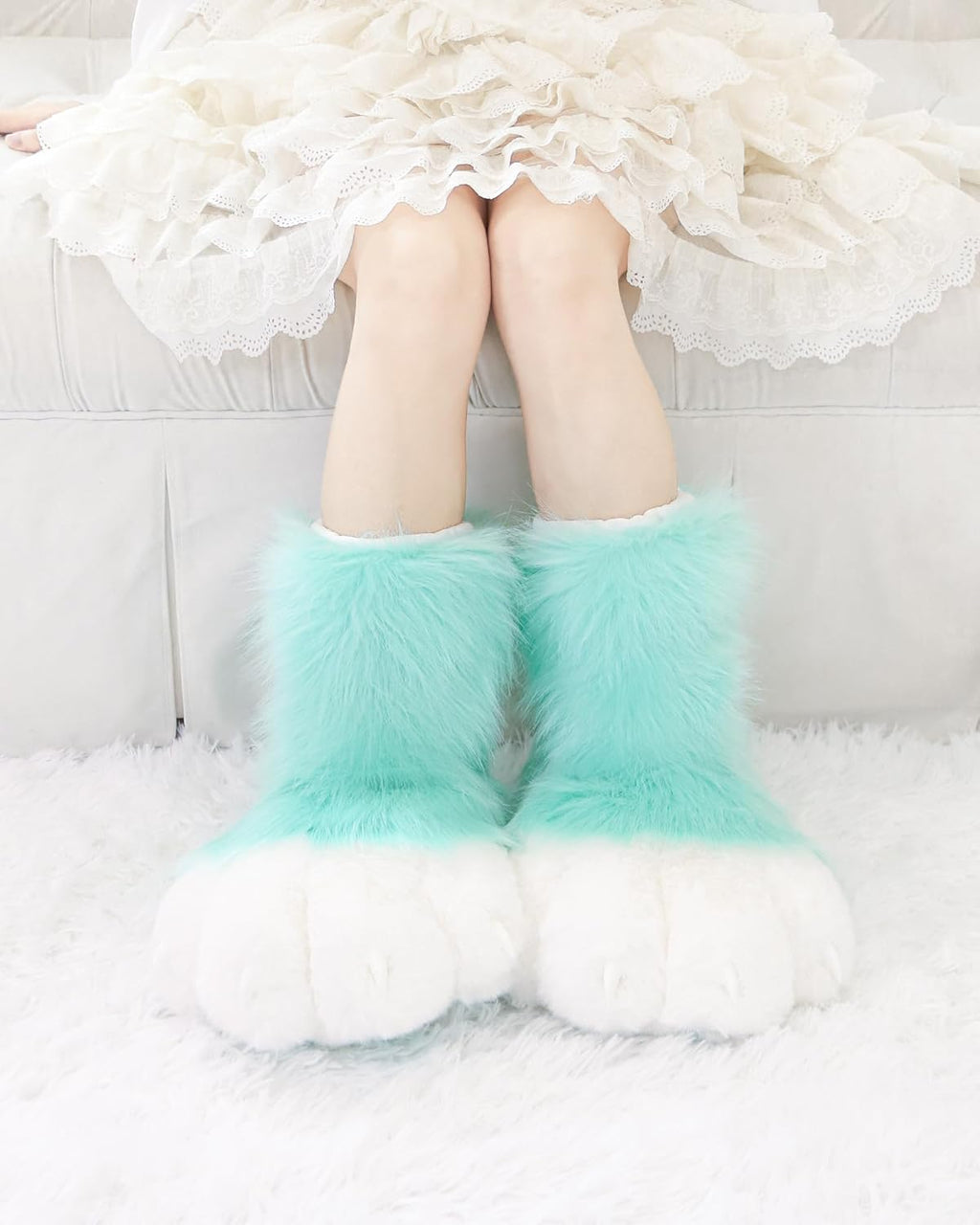 Cosplay Cat Furry Paw Shoes for Adults, Animal Claw Slippers, Fursuit Feet Accessories, Plush Costume Footwear for Halloween, Anime, Roleplay