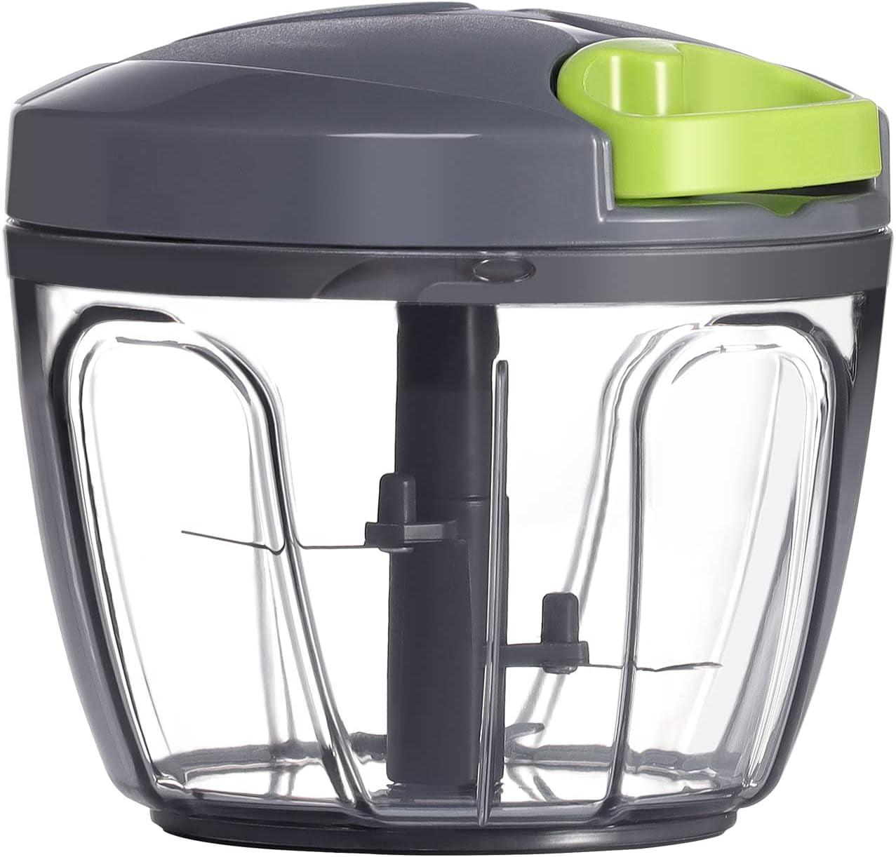 Manual Food Processor & Veggie Chopper - 650ml Hand Pull String Garlic Mincer, Onion Cutter for Salsa & Pesto, Portable Vegetable Slicer for Camping & RV, Green