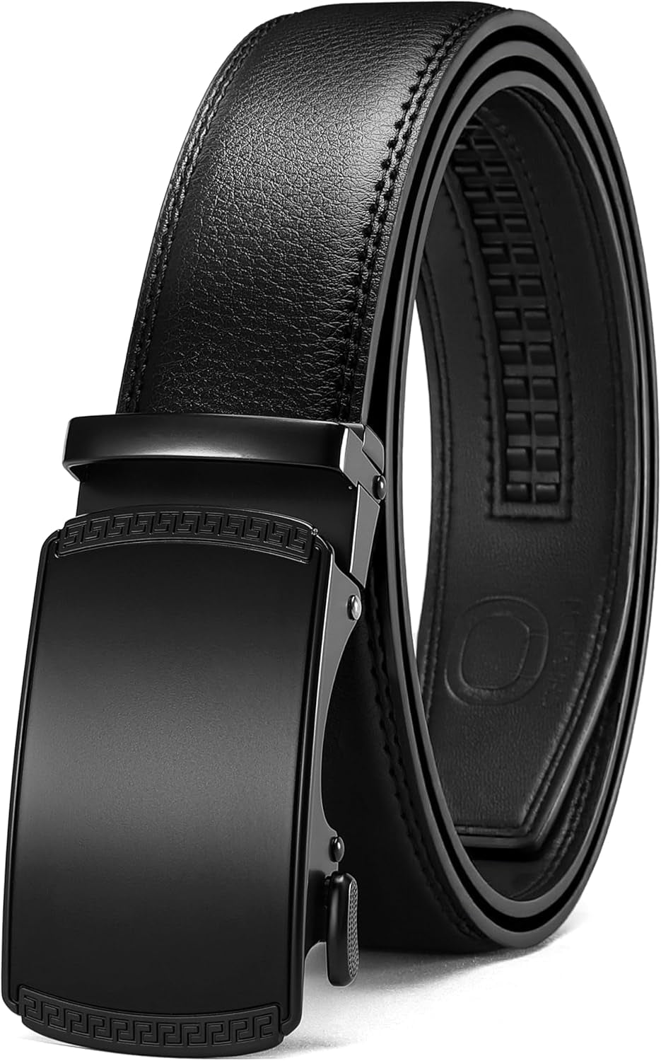 Men’s Leather Ratchet Belt 35mm, Adjustable Trim-to-Fit Waist Belt with Automatic Buckle, Micro-Adjust Comfort for Dress, Jeans & Casual Wear