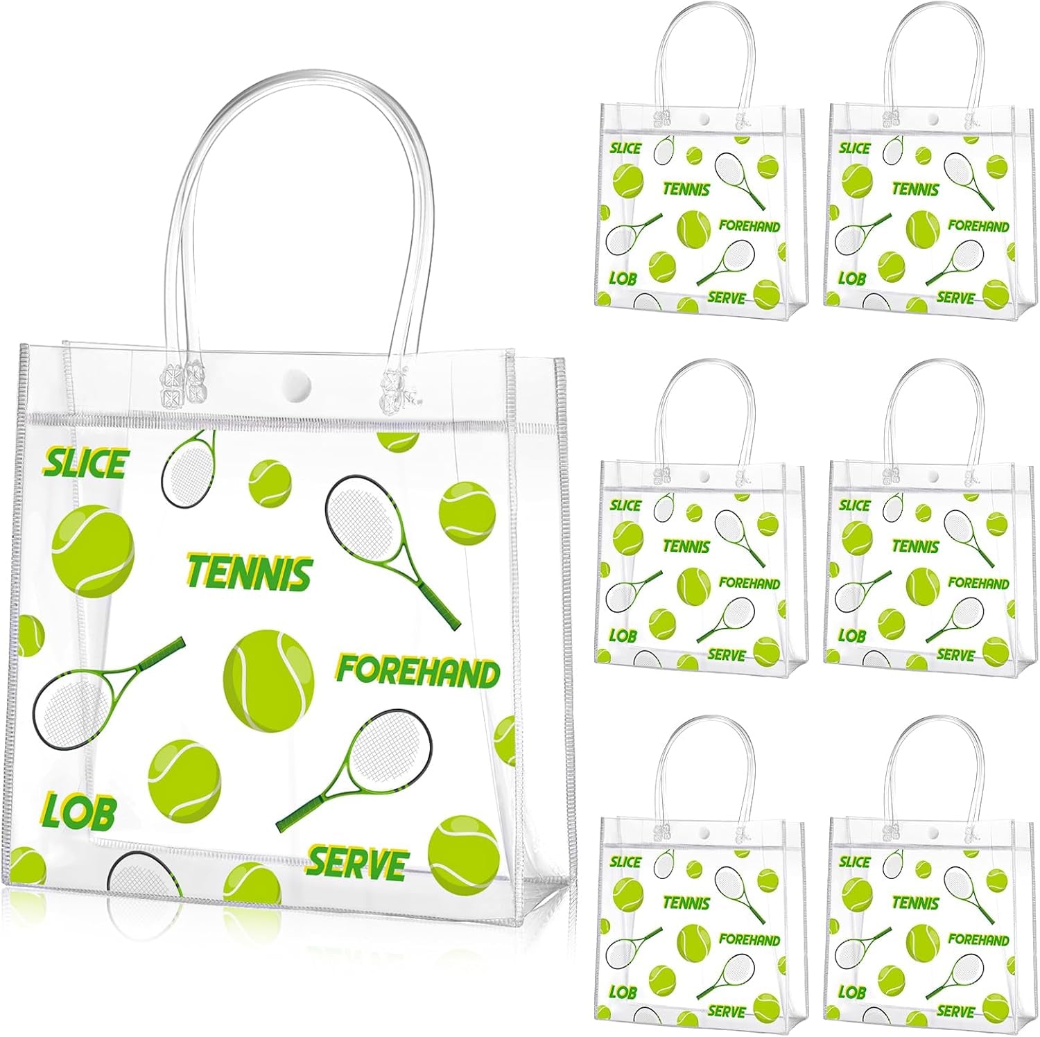 20 Pcs Football Party Treat Bags with Handles, Clear PVC Snack Bags for Kids Birthday, Sports Favors, Team Parties, Goodie Bags 8x8x3.15''