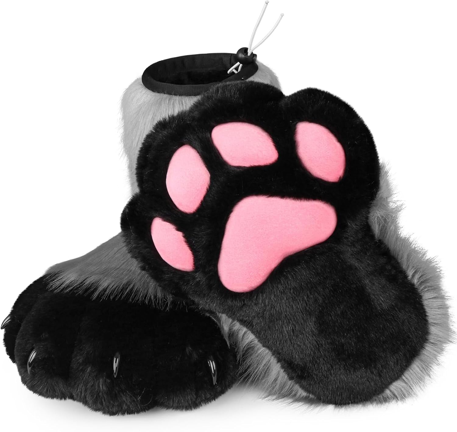 Cosplay Cat Furry Paw Shoes for Adults, Animal Claw Slippers, Fursuit Feet Accessories, Plush Costume Footwear for Halloween, Anime, Roleplay